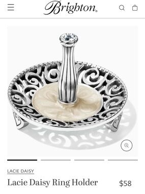 Brighton Silver & Cream Lacie Daisy Ring Holder